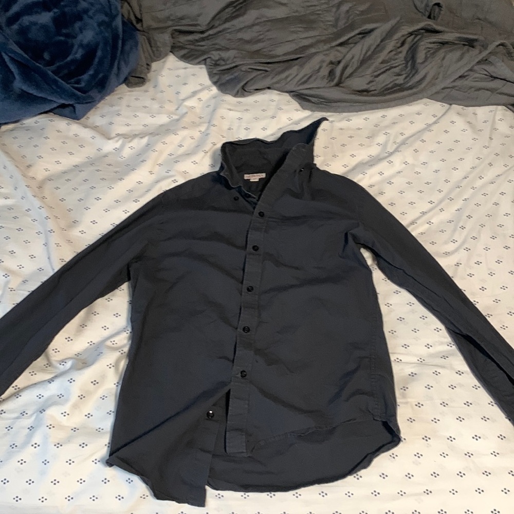 Button up shirt all black, is a small size